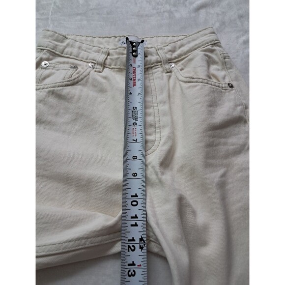 Zara Jeans Women's 2‎ Ivory Cream Button Fly Straight Leg High Rise Raw Hem - Picture 10 of 10